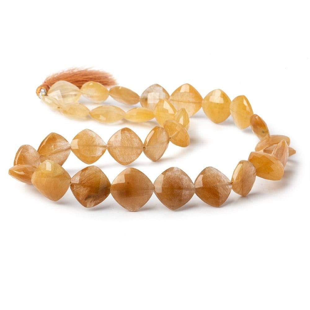 12-15mm Caramel Rutilated Quartz Faceted Pillow Beads 17 inch 31 pcs