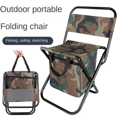 Outdoor Camping Folding Chair with Storage Backrest and Carrying Bag for Art Students' Sketching