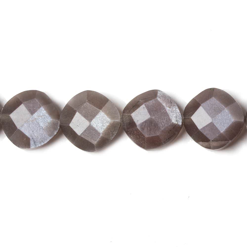 12mm Chocolate Moonstone faceted pillow beads 7 inch 14 pieces