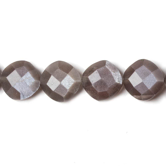 12mm Chocolate Moonstone faceted pillow beads 7 inch 14 pieces