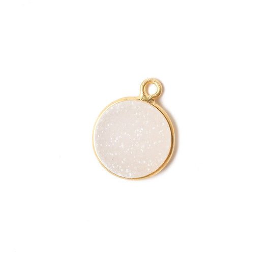 12mm Vermeil Bezel White Drusy Coin Pendant 1 piece