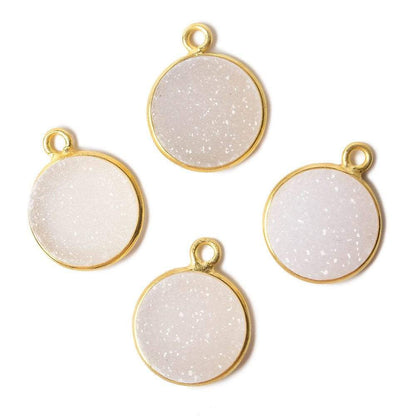 12mm Vermeil Bezel White Drusy Coin Pendant 1 piece
