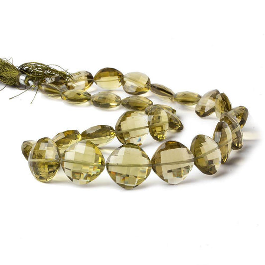 13x13-17x17mm Olive Green Quartz Faceted Pillow 16 inch 26 beads