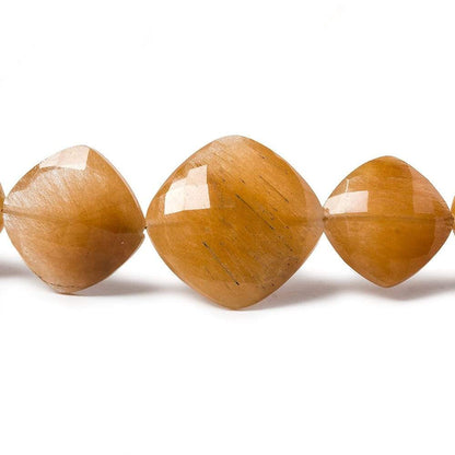 12x12-17x17mm Caramel Rutilated Quartz faceted pillow 16 inch 27 beads