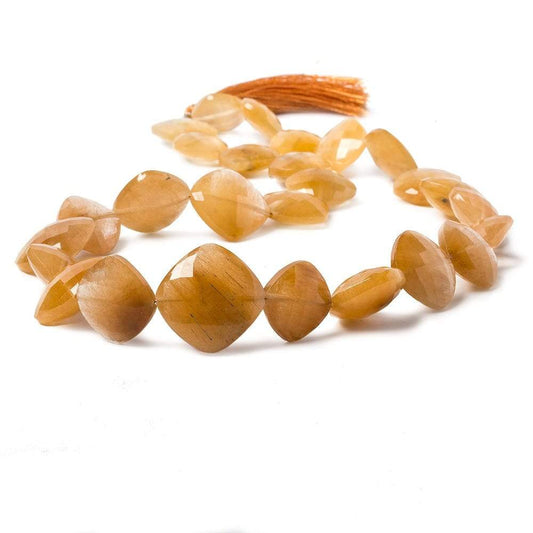 12x12-17x17mm Caramel Rutilated Quartz faceted pillow 16 inch 27 beads