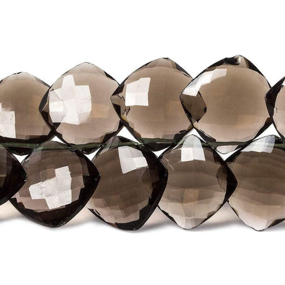 14-15mm Smoky Brown Quartz faceted pillow beads 7 inch 20 pieces