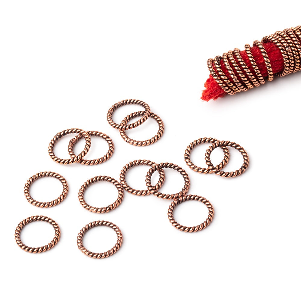 10mm Antiqued Copper Twisted Jumpring 8 inch 176 pieces
