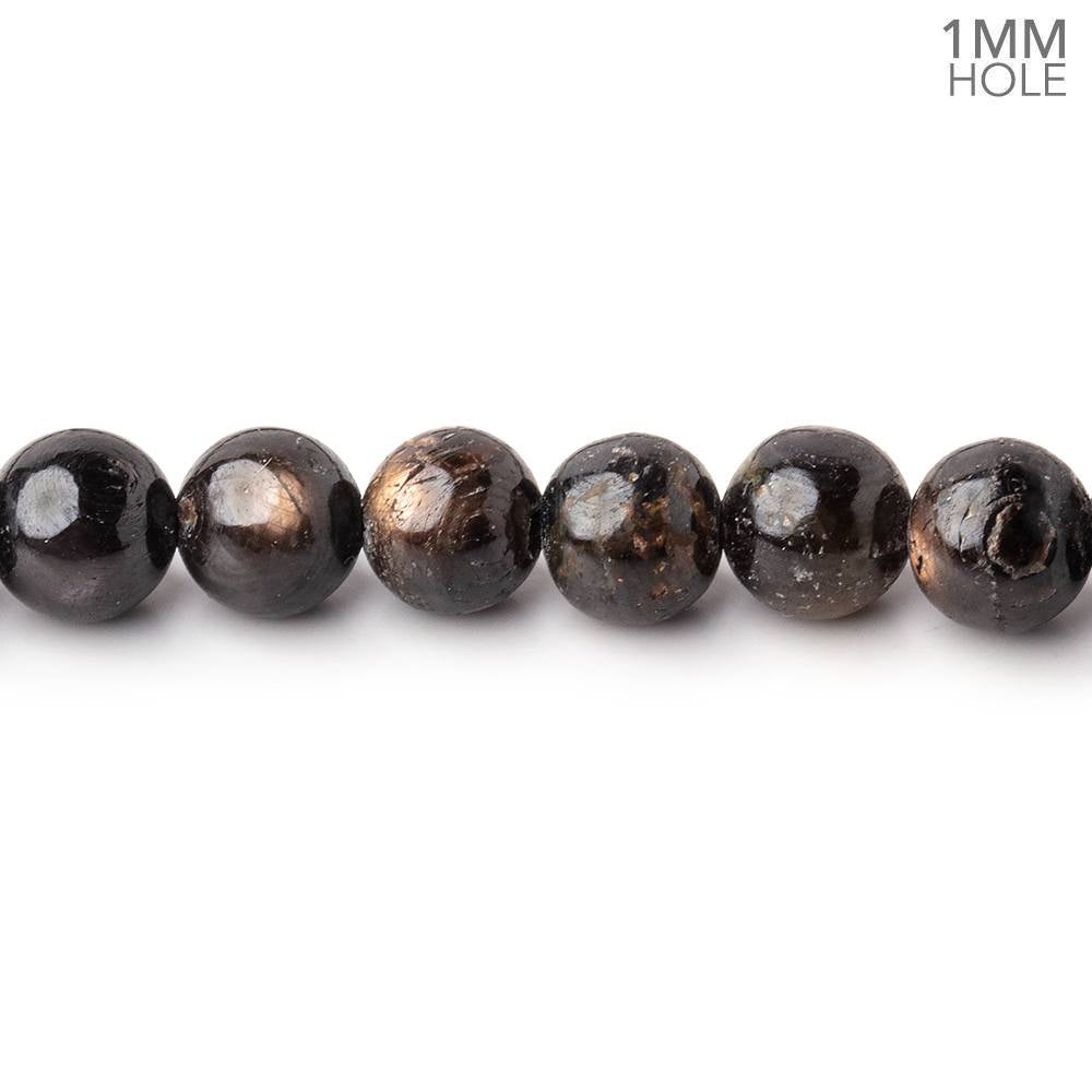 6.5mm Dark Chocolate Sapphire plain rounds 16 inch 65 beads 1mm Large Hole