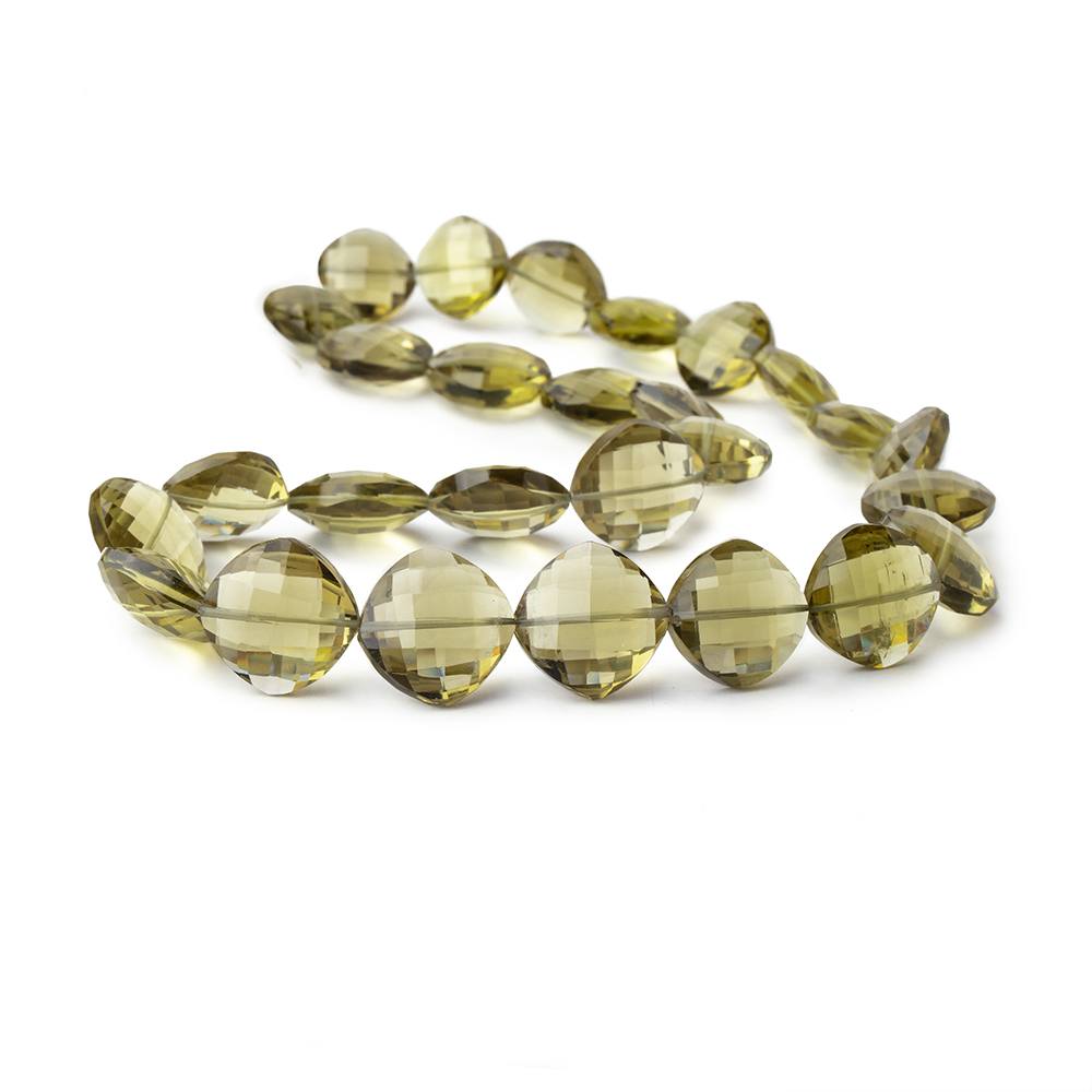 14x14-17x17mm Olive Quartz Faceted Pillow Beads 16 inch 27 pieces AAA