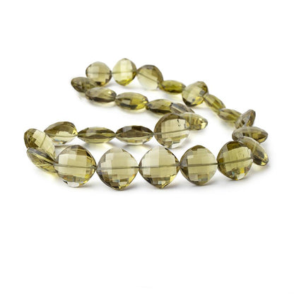 14x14-17x17mm Olive Quartz Faceted Pillow Beads 16 inch 27 pieces AAA