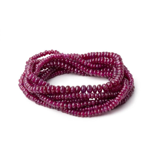 1.5-4mm Ruby Plain Rondelle Beads Lot of 3 Strands AA