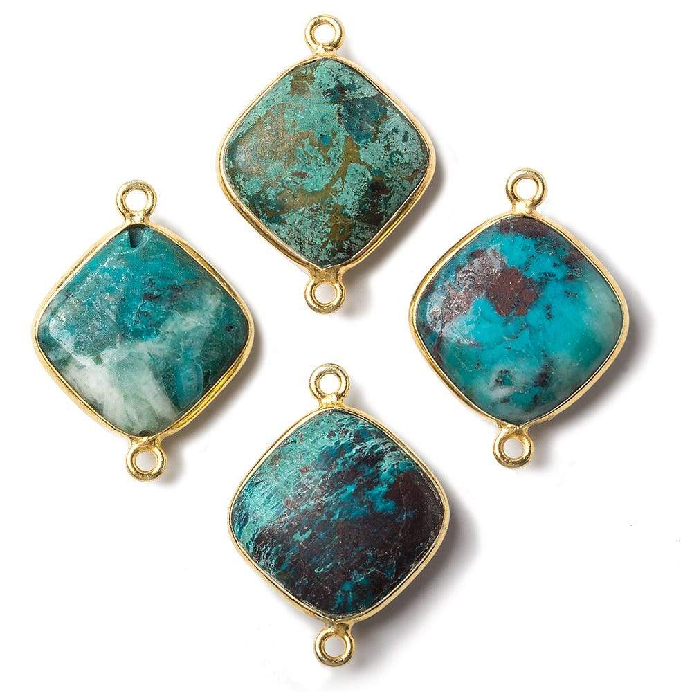 15mm Vermeil Bezeled Chrysocolla plain pillow Focal Connector 1 piece