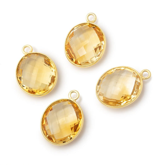 15x13mm Vermeil Bezel Citrine Faceted Oval Pendant 1 piece
