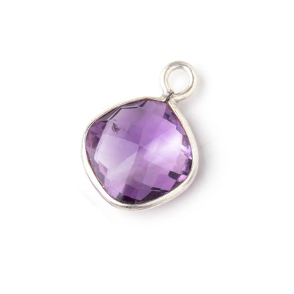 15x15mm .925 Silver Bezel Amethyst Faceted Pillow Pendant 1 piece