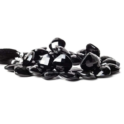 15x15mm Black Onyx corner drilled faceted pillow beads 8 inch 34 pieces AAA