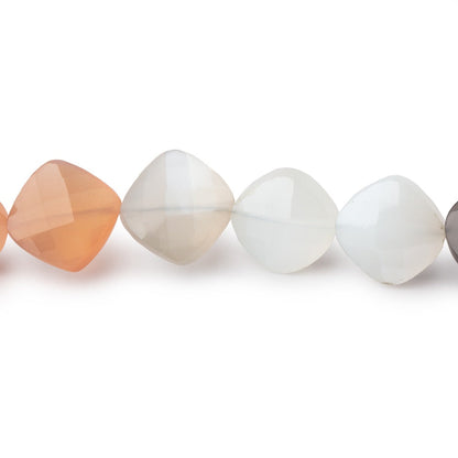 9mm Multi Color Moonstone Faceted Pillow Beads 8 inch 18 pieces AA