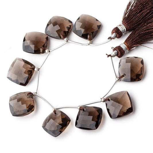 16.5-17mm Smoky Quartz Faceted Pillow Beads 5 inch 9 pieces