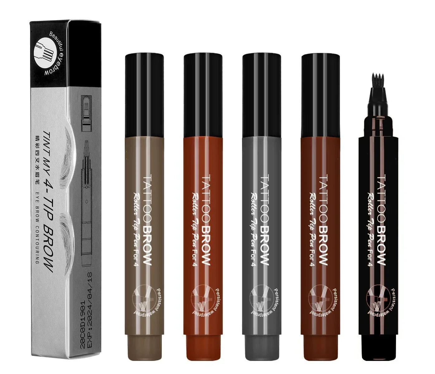 4-Tip Beard Pen Beard Filler Penci Beard Hair Enhancer Lasting Repair Moustache Coloring Shaping Tools Hair Eyebrow Pencil