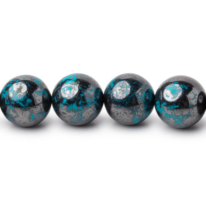10mm Chrysocolla with Hematite Plain Round 15.5 inch 40 Beads AA