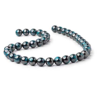 10mm Chrysocolla with Hematite Plain Round 15.5 inch 40 Beads AA