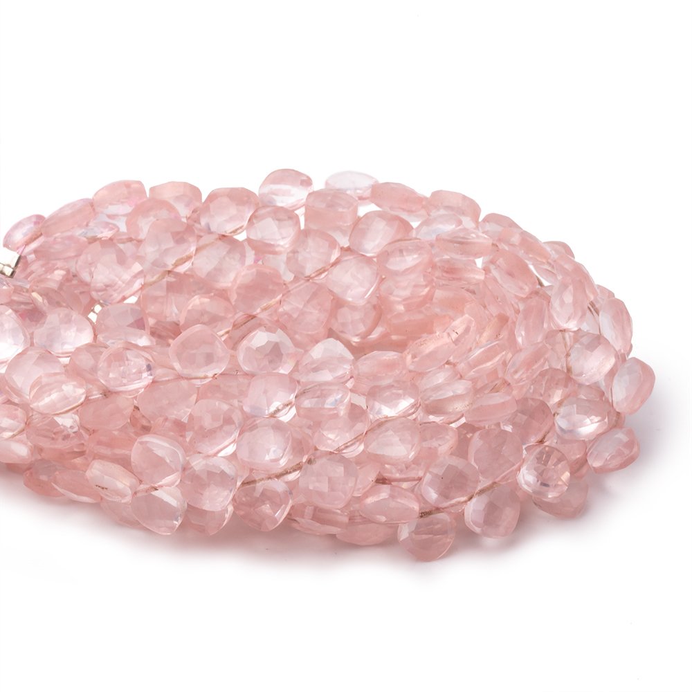 6x6mm Rose Quartz faceted pillow beads 7.5 inch 45 pieces A