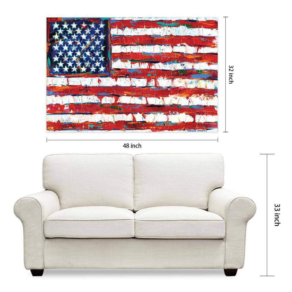 "Dramatic Stars & Stripes - American Flag" by EAD Art Coop Frameless Free-Floating Tempered Art Glass Wall Art