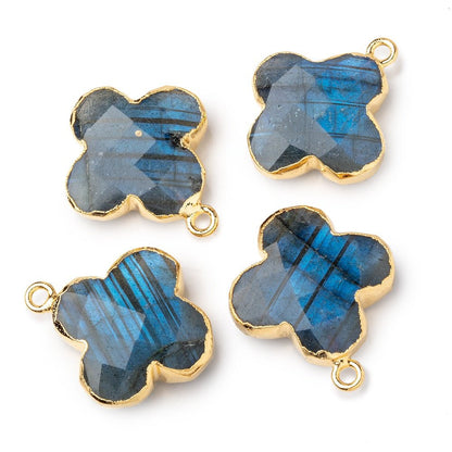 18mm Gold Leafed Labradorite Quatrefoil Pendant 1 focal piece