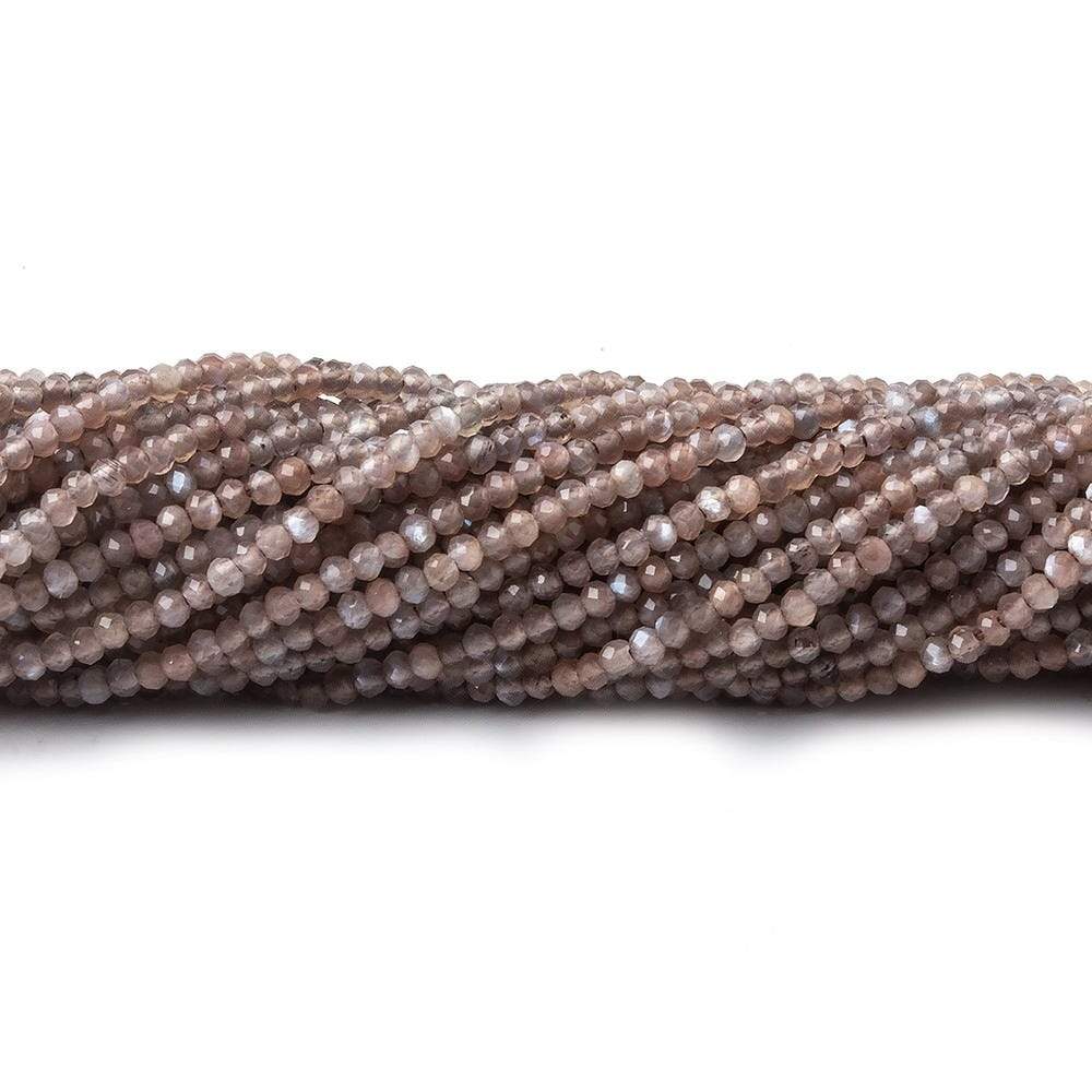 1.8mm Grey and Brown Moonstone Micro Faceted rondelle beads 13 inch 225 pieces AAA
