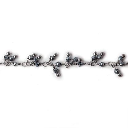 1.8mm Hematite micro faceted round Black Gold Dangling Chain by the foot