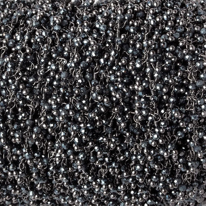 1.8mm Hematite micro faceted round Black Gold Dangling Chain by the foot