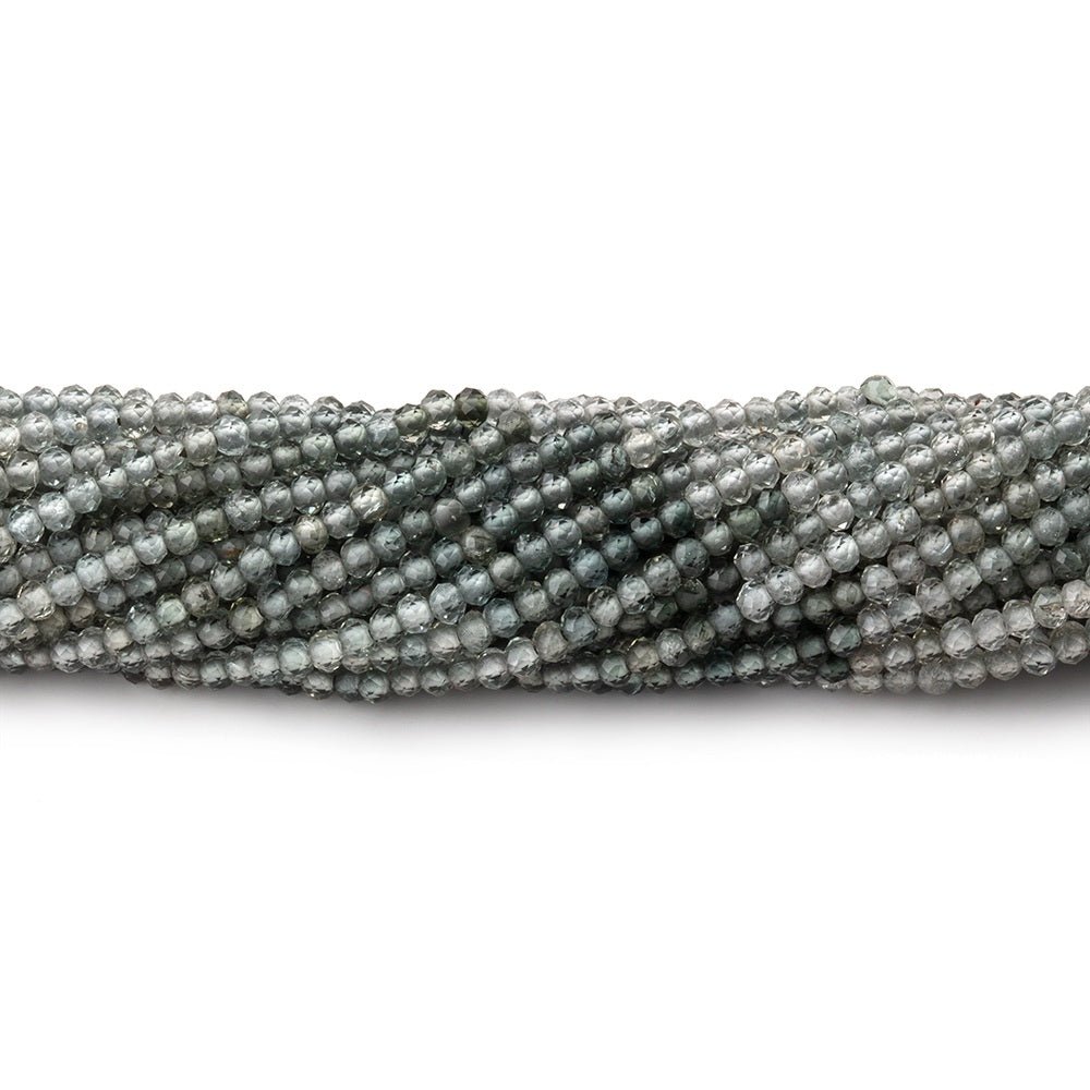1.8mm Shaded Grey Tourmaline Micro Faceted Rondelles 12.5 inch 200 Beads