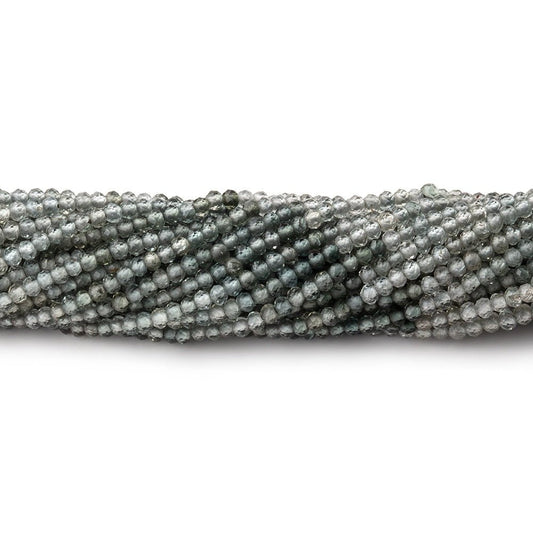 1.8mm Shaded Grey Tourmaline Micro Faceted Rondelles 12.5 inch 200 Beads