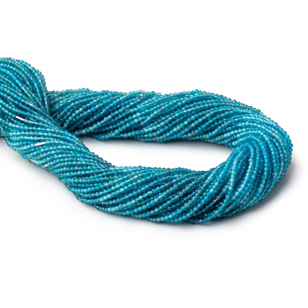 1.8mm Shaded Neon Blue Apatite Micro Faceted Rounds 12 inch 192 beads AA