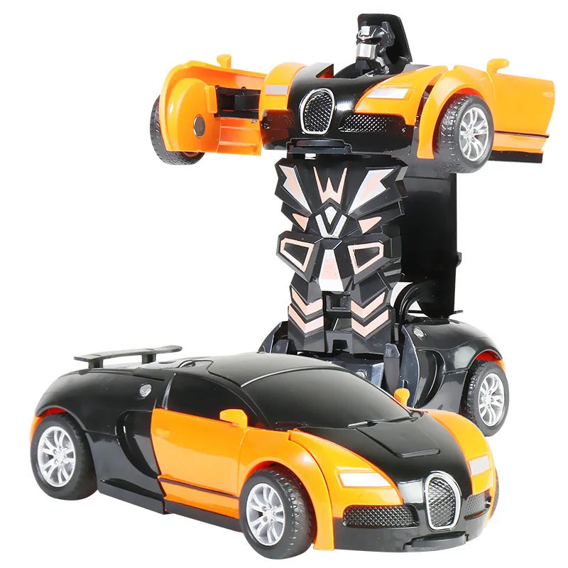 Transforming Vehicle Car Collision Impact Toys One Button Inertia Children Toys for Boys Bugatti Veyron Robot Kids Gift Baby