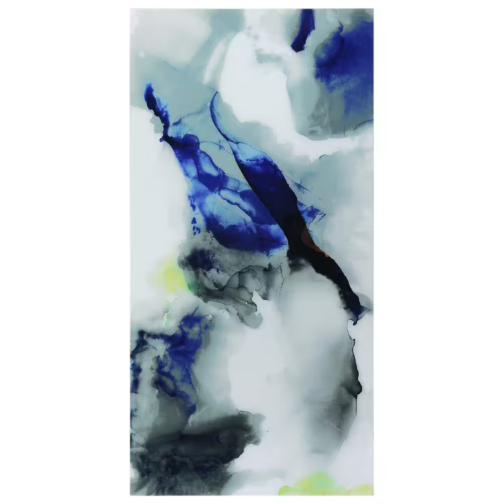 "Blue Splash" Frameless Free Floating Tempered Art Glass by EAD Art Coop Wall Art