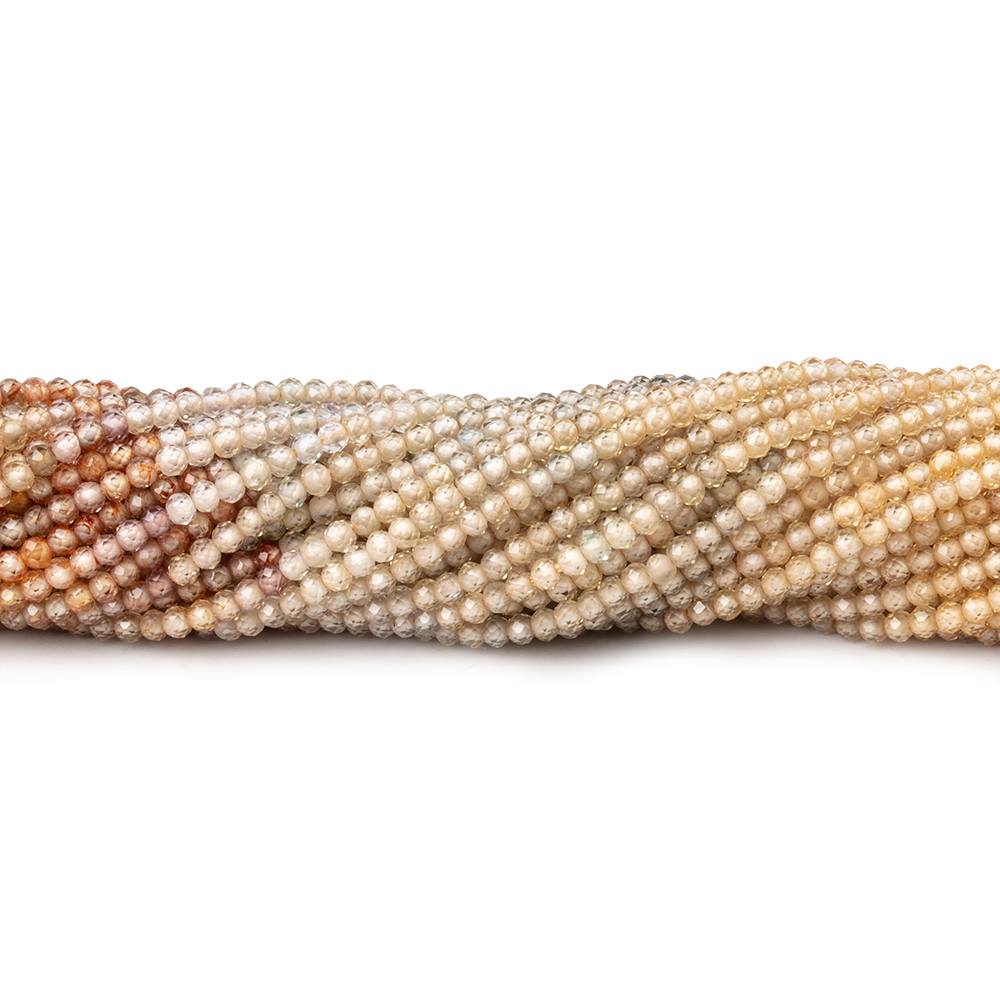 1.9mm Multi Color Zircon Micro Faceted Rondelle Beads 12.5 inch 198 pieces AA