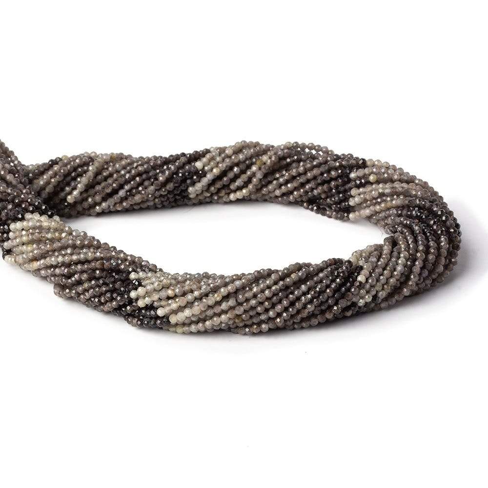 1.9mm Multi Grey Brown Sapphire Micro Faceted rounds 13 inch 200 beads