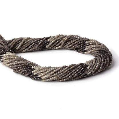 1.9mm Multi Grey Brown Sapphire Micro Faceted rounds 13 inch 200 beads