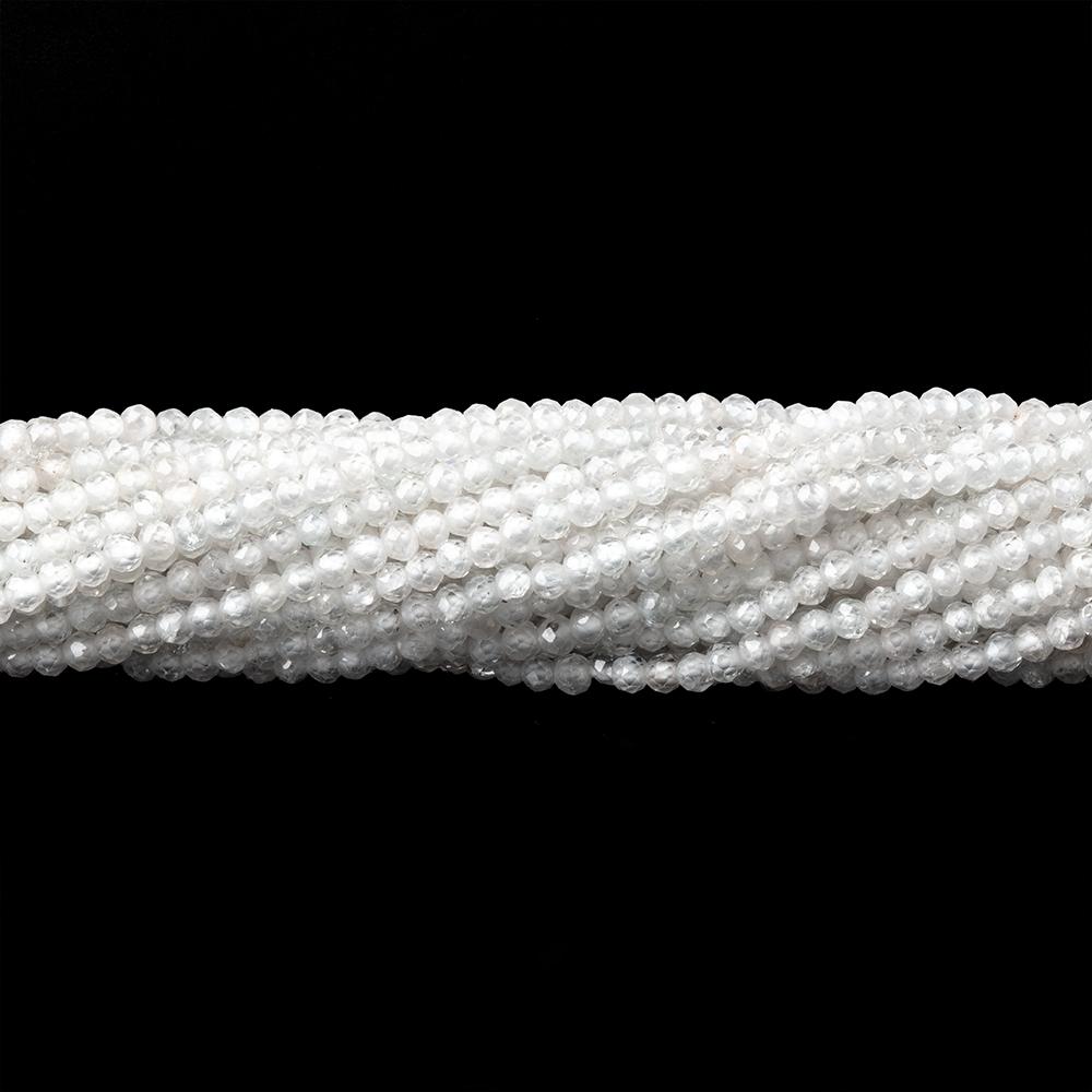 1.9mm White Zircon Micro Faceted Rondelles 12.5 inch 196 beads