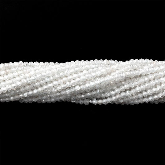 1.9mm White Zircon Micro Faceted Rondelles 12.5 inch 196 beads
