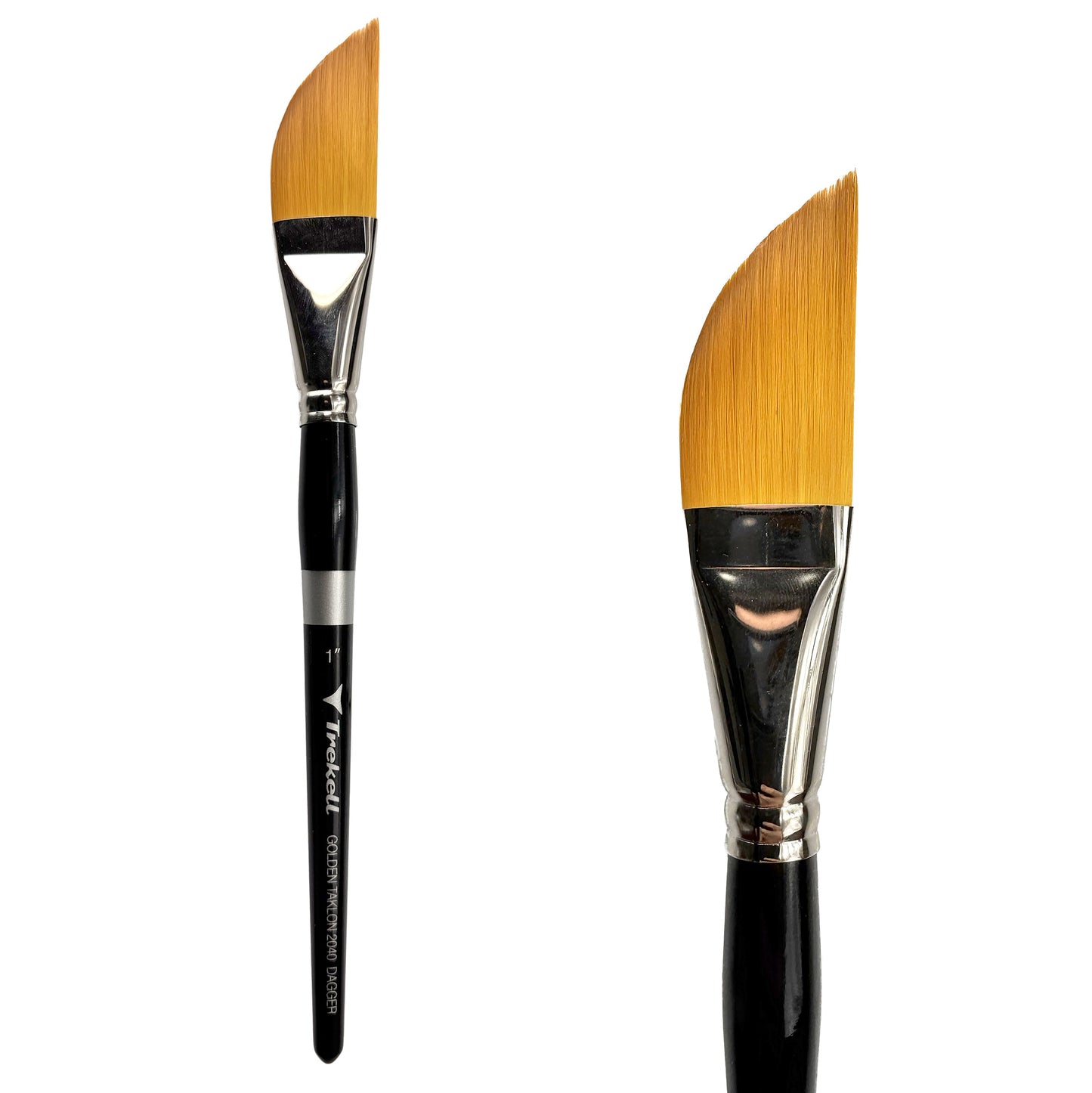 Trekell Golden Taklon Short Handle Artist Brush -  Size 1" Dagger