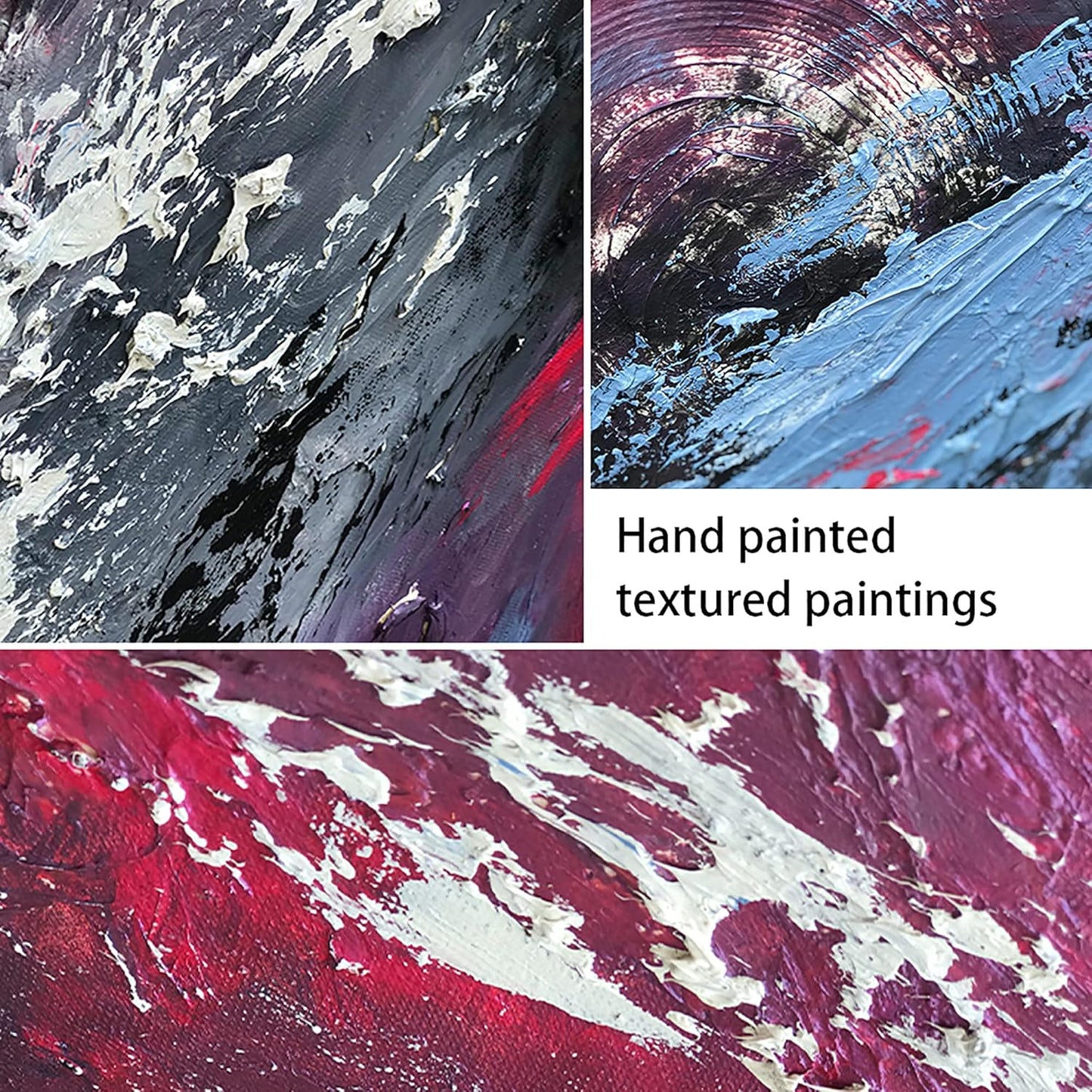 Stunning Large Hand-Painted Red & Blue Textured Canvas Wall Art - Ideal for Living Room, Bedroom & Office Décor (36x24 Inch)