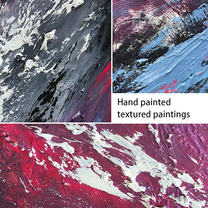 Stunning Large Hand-Painted Red & Blue Textured Canvas Wall Art - Ideal for Living Room, Bedroom & Office Décor (36x24 Inch)