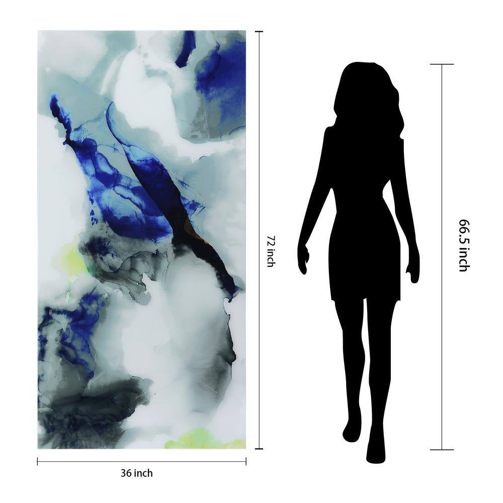 "Blue Splash" Frameless Free Floating Tempered Art Glass by EAD Art Coop Wall Art