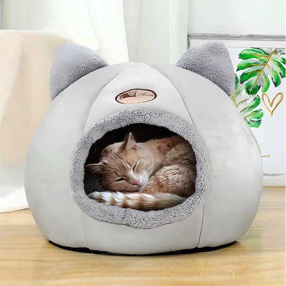 Pet Bed with Cat Ears Cat Bed for Small Medium Large Cats Keep Warm in Winter Comfortable and Soft Machine Washable