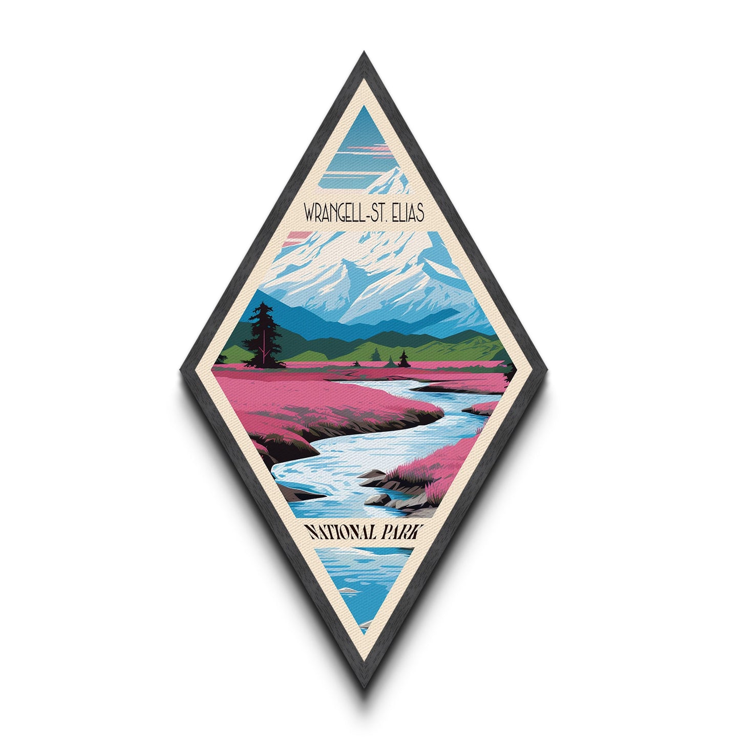 Retro Wrangell-St. Elias National Park Travel Poster Canvas Texture Print, Travel Decor Artwork, Midcentury Modern Decor Alaska Travel Art