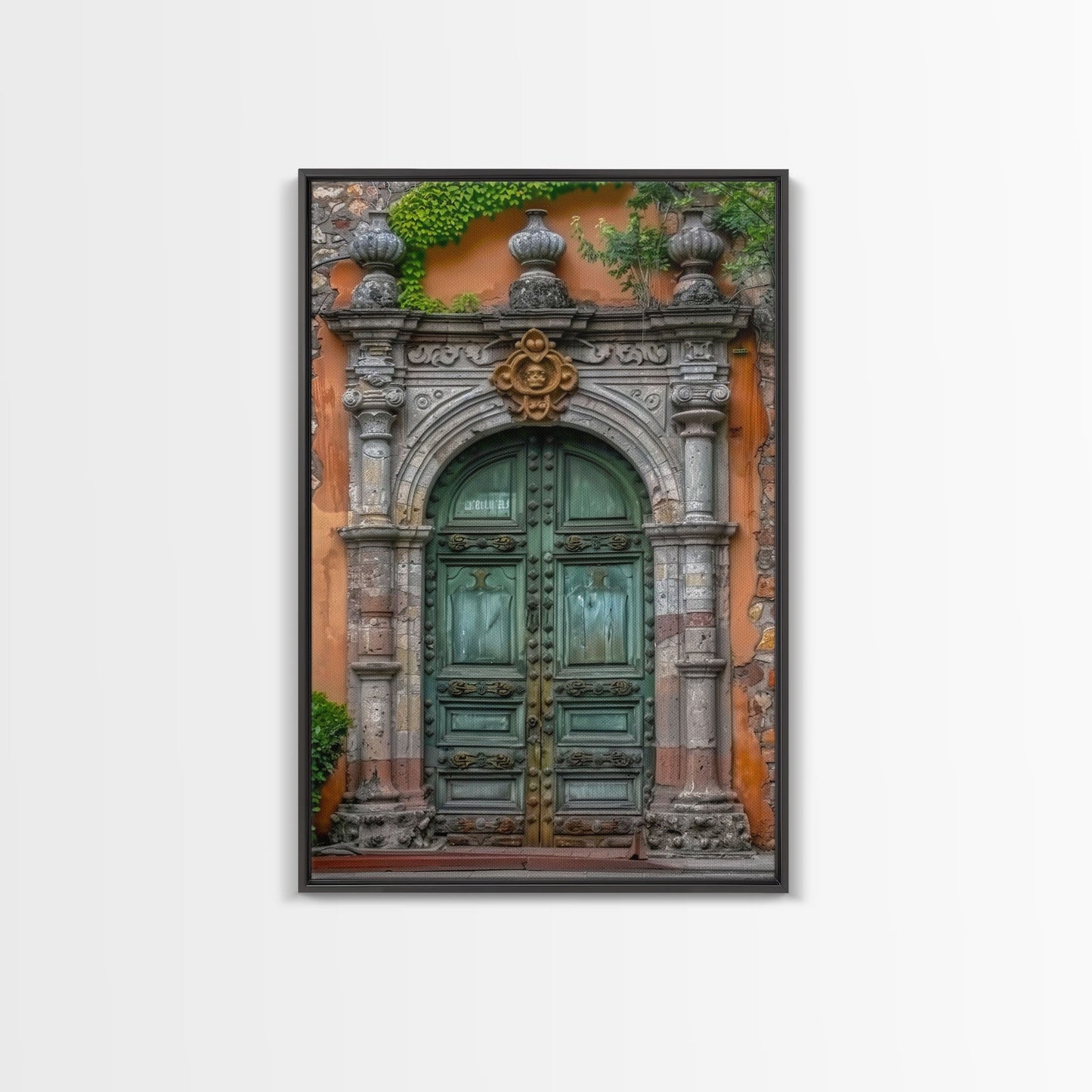 Change23 Hacienda Architecture Framed Canvas Print, Mexican Wall Art, Art of Mexico, Original Artwork, Wood Framed Ready To Hang