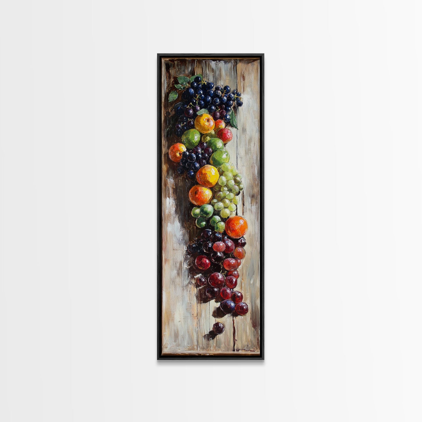 Retro Kitchen Wall Art, Still Life Painting Of Fruit Canvas Print, Narrow Art, Narrow Wall Art, Tall Skinny Art, Skinny Narrow Wall Art