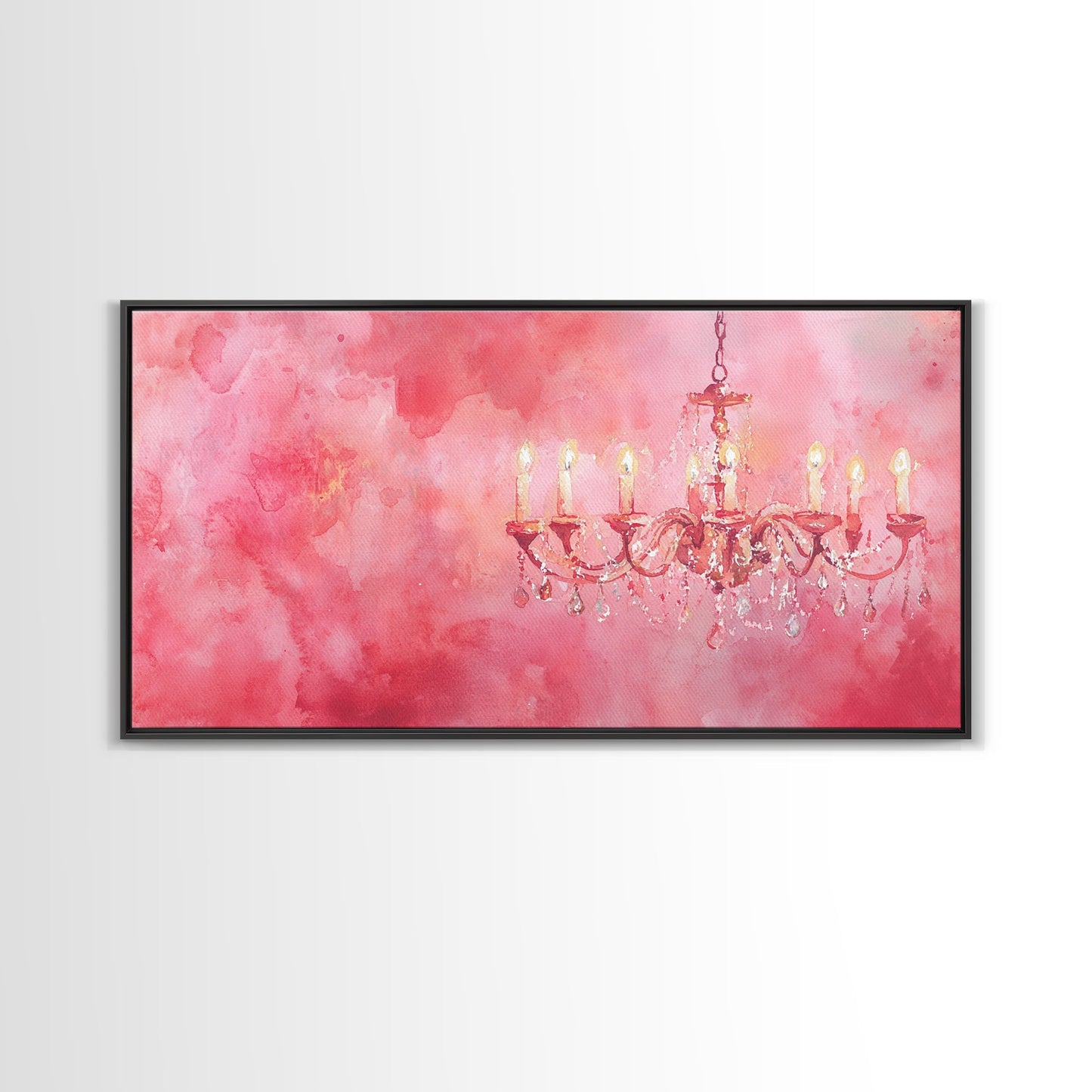 Pink Chandelier Canvas Print Glamorous Light Pink Wall Art Elegant Boho Minimalist Living Room Bedroom Art Framed Christmas Decor