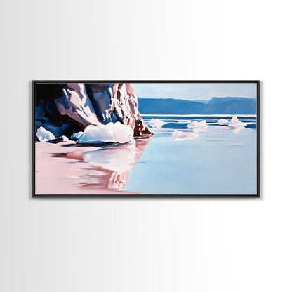 Reflections, Winter Seascape, Arctic Art, Canvas Print, Coastal Wall Decor, Living Room Art, Minimalist Landscape, Nature Painting